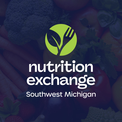 Nutrition Exchange of Southwest Michigan logo over dark photo of produce.
